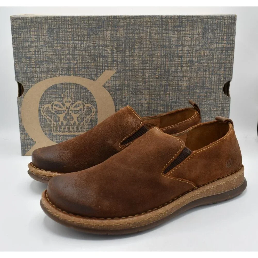 Born Mens Size 8 Bryson Brown Distressed Suede Slip-On‎ Casual Shoes